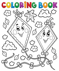 Image showing Coloring book happy autumn kites