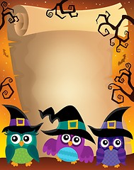 Image showing Halloween parchment with owls theme 2
