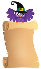 Image showing Halloween owl holding parchment theme 1