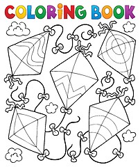 Image showing Coloring book flying kites