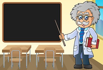 Image showing Scientist by blackboard theme image 1