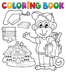 Image showing Coloring book school monkey theme 1