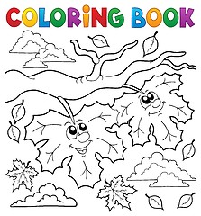 Image showing Coloring book happy autumn leaves