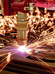 Image showing CNC Laser plasma cutting of metal, modern industrial technology.