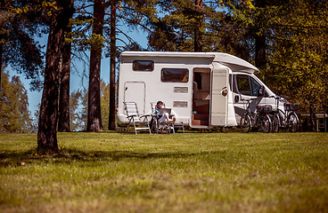 Image showing Family vacation travel, holiday trip in motorhome