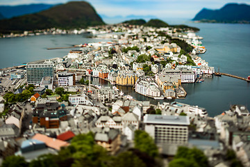 Image showing Aksla at the city of Alesund tilt shift lens, Norway