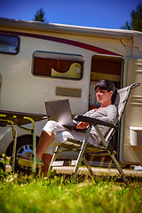 Image showing Family vacation travel, holiday trip in motorhome