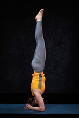 Image showing Yoga - woman doing yoga asana sirsana