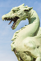 Image showing Famous Dragon bridge, symbol of Ljubljana, Slovenia, Europe.