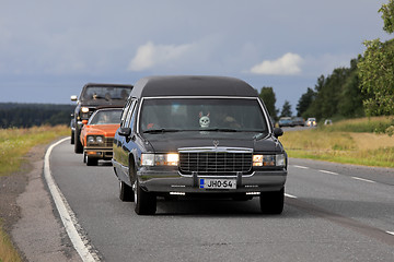 Image showing Cool Cadillac Fleetwood Funeral Car on Highway