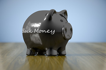 Image showing piggy bank with the word black money