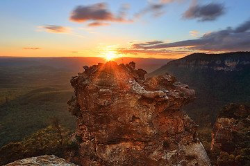 Image showing Sunset mountains Katoomba and Megalong Valley Australia