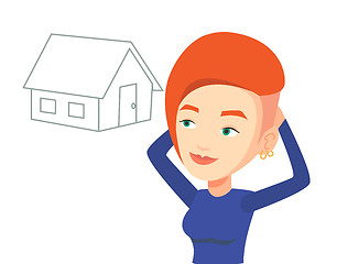 Image showing Woman dreaming about buying new house.