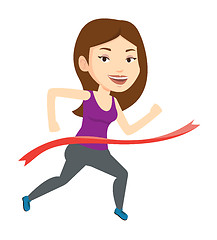 Image showing Athlete crossing finish line vector illustration.