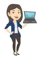 Image showing Woman shopping online vector illustration.