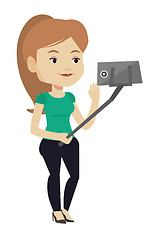 Image showing Woman making selfie vector illustration.