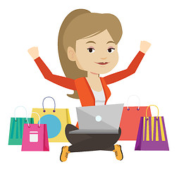 Image showing Woman shopping online vector illustration.