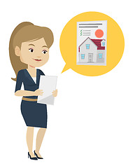 Image showing Woman looking for house vector illustration.