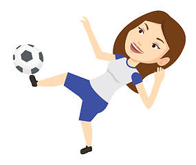 Image showing Soccer player kicking ball vector illustration.