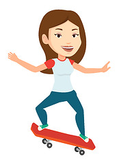 Image showing Woman riding skateboard vector illustration.