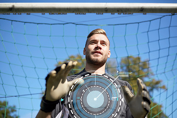 Image showing goalkeeper or soccer player at football goal