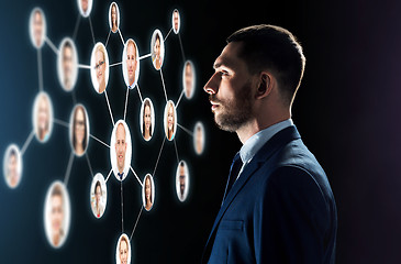 Image showing businessman looking at contacts network