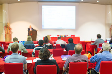 Image showing Audience in lecture hall on scientific conference.