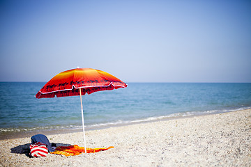 Image showing Umbrella on tropical beach