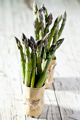 Image showing two bunches of fresh asparagus 