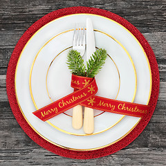 Image showing Christmas Dinner Place Setting