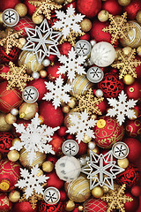Image showing Snowflake and Christmas Bauble Decorations