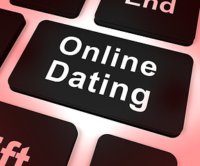 Image showing Online Dating Computer Key Showing Romance And Web Love