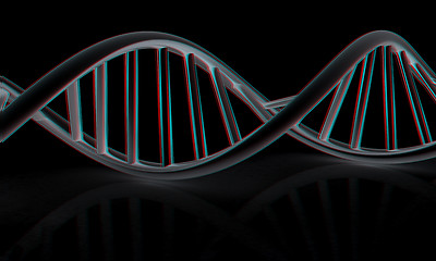 Image showing DNA structure model. 3d illustration. Anaglyph. View with red/cy