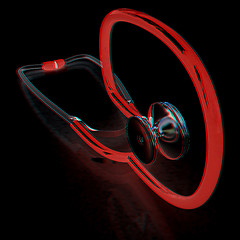 Image showing stethoscope. 3d illustration. Anaglyph. View with red/cyan glass