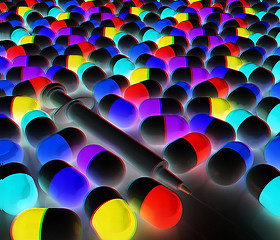 Image showing Tablets background. 3D illustration. Anaglyph. View with red/cya