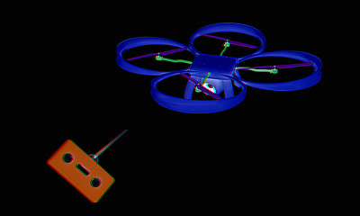Image showing Drone with remote controller. Anaglyph. View with red/cyan glass