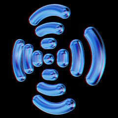 Image showing Radio Frequency Identification symbol. 3d illustration. Anaglyph