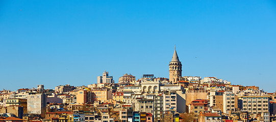 Image showing Beyoglu district historic architecture and Galata tower medieval landmark in Istanbul, Turkey