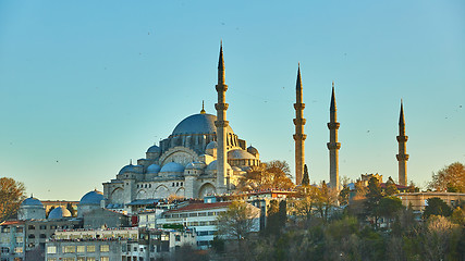 Image showing The Suleymaniye Mosque is an Ottoman imperial mosque in Istanbul, Turkey. It is the largest mosque in the city.