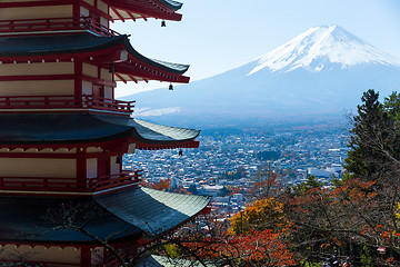 Image showing Mount Fuji and chureito pagoda