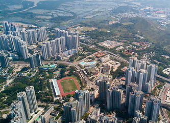 Image showing Top view of hong kong skyline