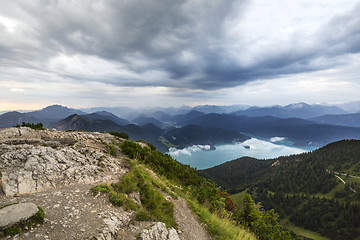 Image showing View from top of Herzogstand, Bavaria, Germany