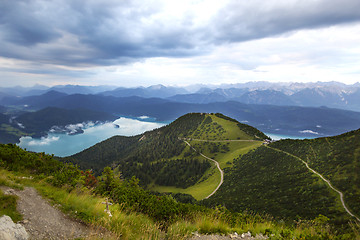 Image showing View from top of Herzogstand, Bavaria, Germany