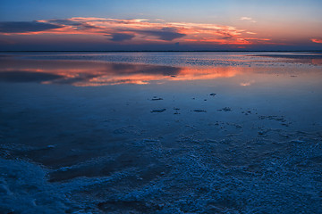 Image showing Beauty sunset on salty lake