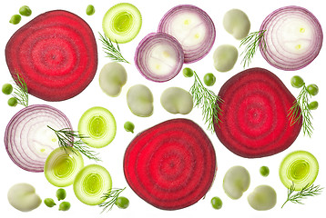 Image showing Composition of various sliced vegetables