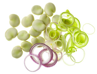 Image showing Beans and onions on a white background