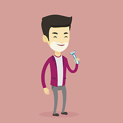 Image showing Man shaving his face vector illustration.