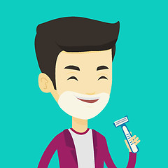 Image showing Man shaving his face vector illustration.