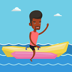 Image showing Tourists riding a banana boat vector illustration.