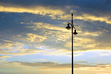 Image showing City lantern in sunset